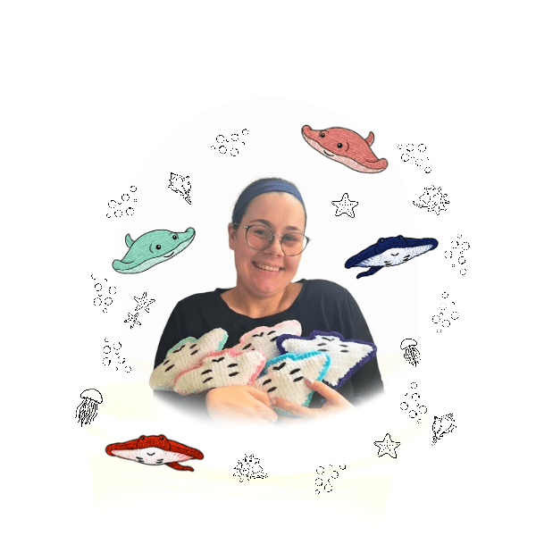Portrait Lucile avec raies mantas - Cosmo Pelotes